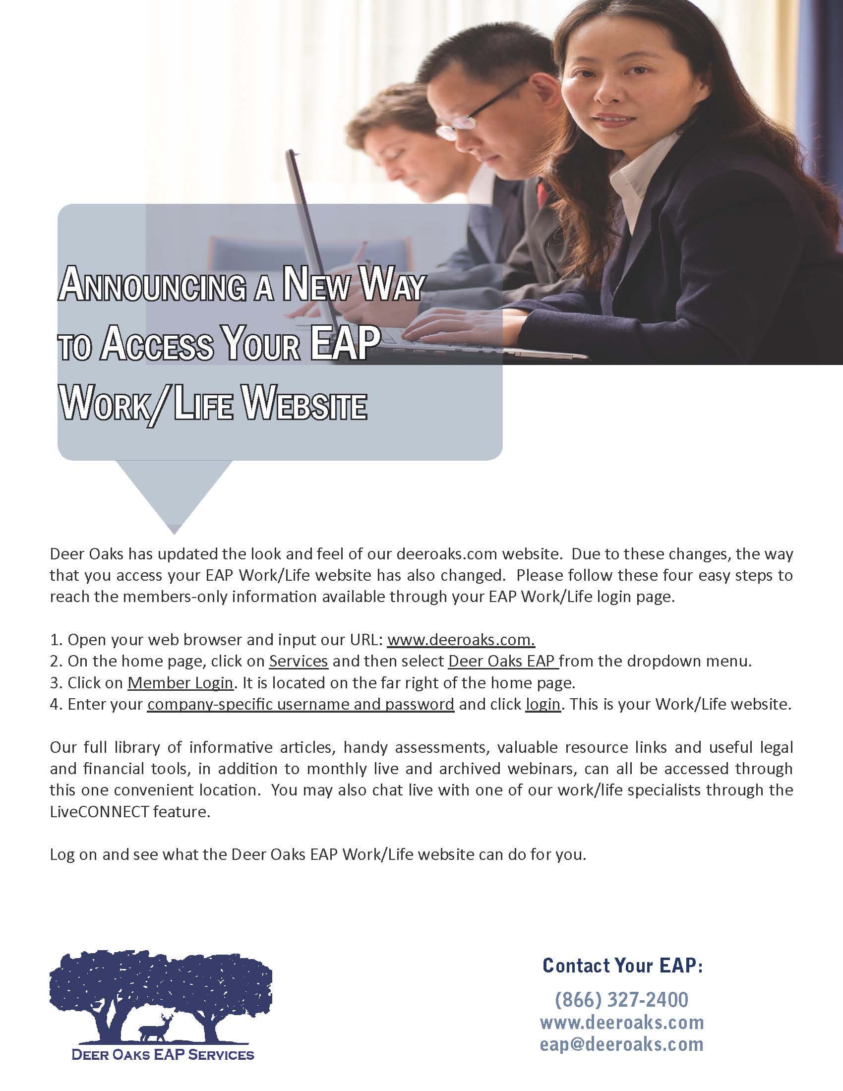 Steps to reach EAP Work / Life Website